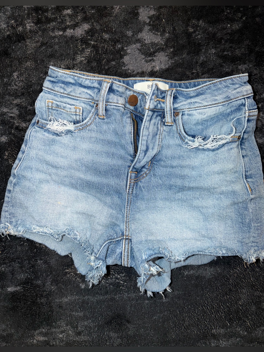 BKE High-Rise Light Blue Distressed Denim Shorts